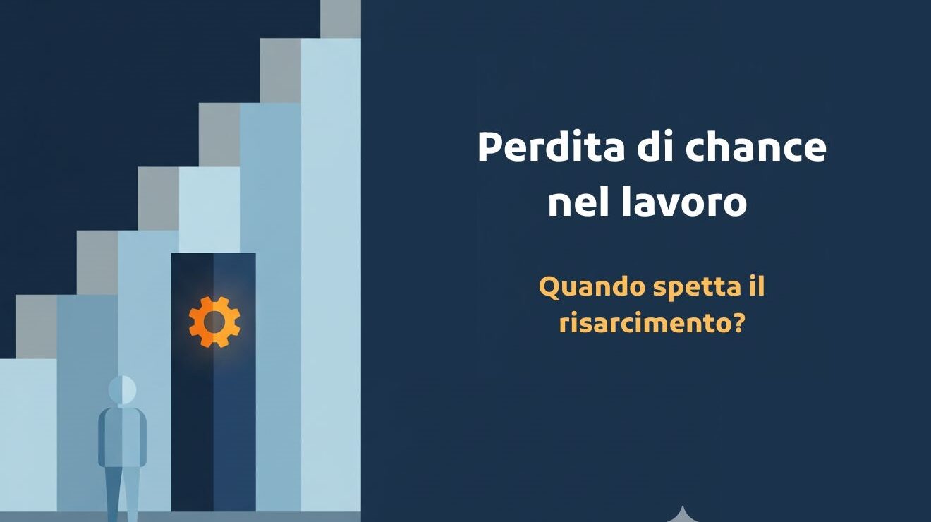 Illustrazione del danno da perdita di chance nel rapporto di lavoro con una scala di carriera interrotta da una barriera.