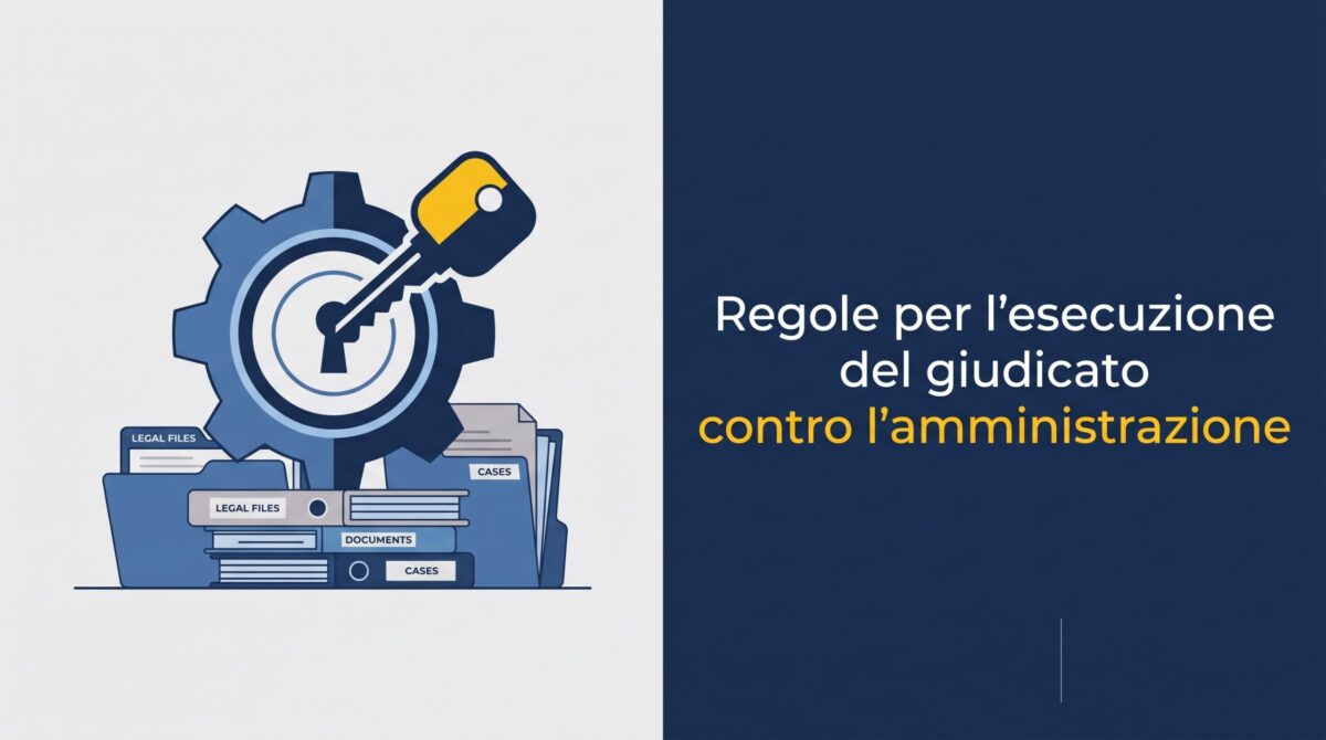 Illustrazione concettuale sulle regole per l'esecuzione del giudicato contro l'amministrazione e l'intervento sostitutivo