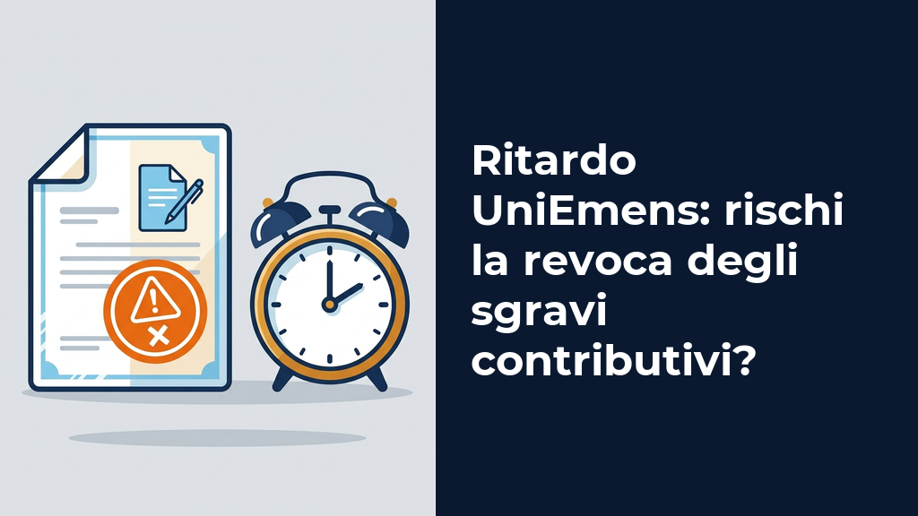 Illustrazione vettoriale flat design con un'icona di un documento DURC bloccato e un orologio a indicare la scadenza UniEmens.