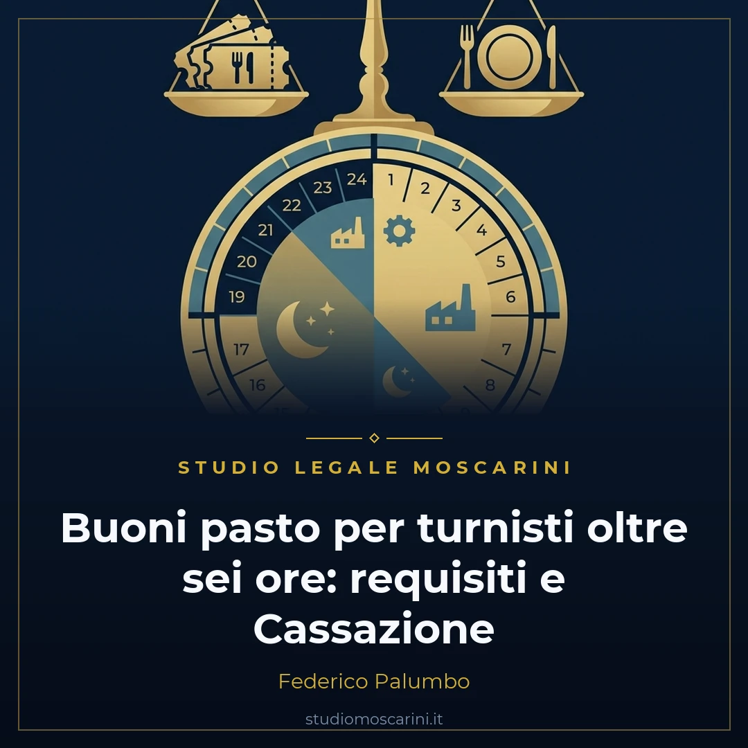 Illustrazione concettuale sui buoni pasto per lavoratori turnisti con orologio dei turni di lavoro e bilancia della giustizia
