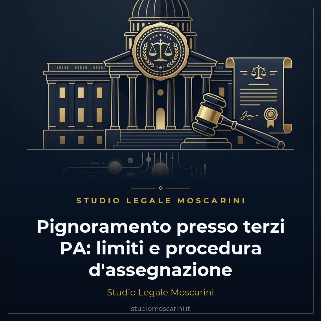 Pignoramento presso terzi pubblica amministrazione limiti tuel assegnazione somme Studio Legale Moscarini