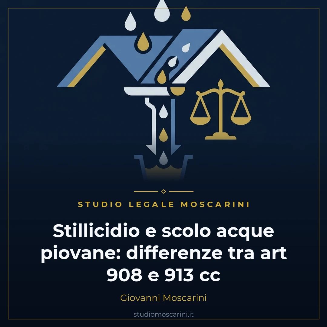 Illustrazione vettoriale flat su sfondo blu navy con tetto e pluviale di scolo delle acque piovane e bilancia della giustizia in oro
