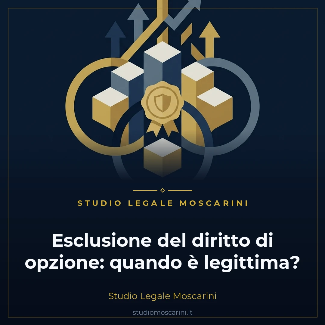 Illustrazione concettuale sull'esclusione del diritto di opzione nell'aumento di capitale societario ex art 2441 cc