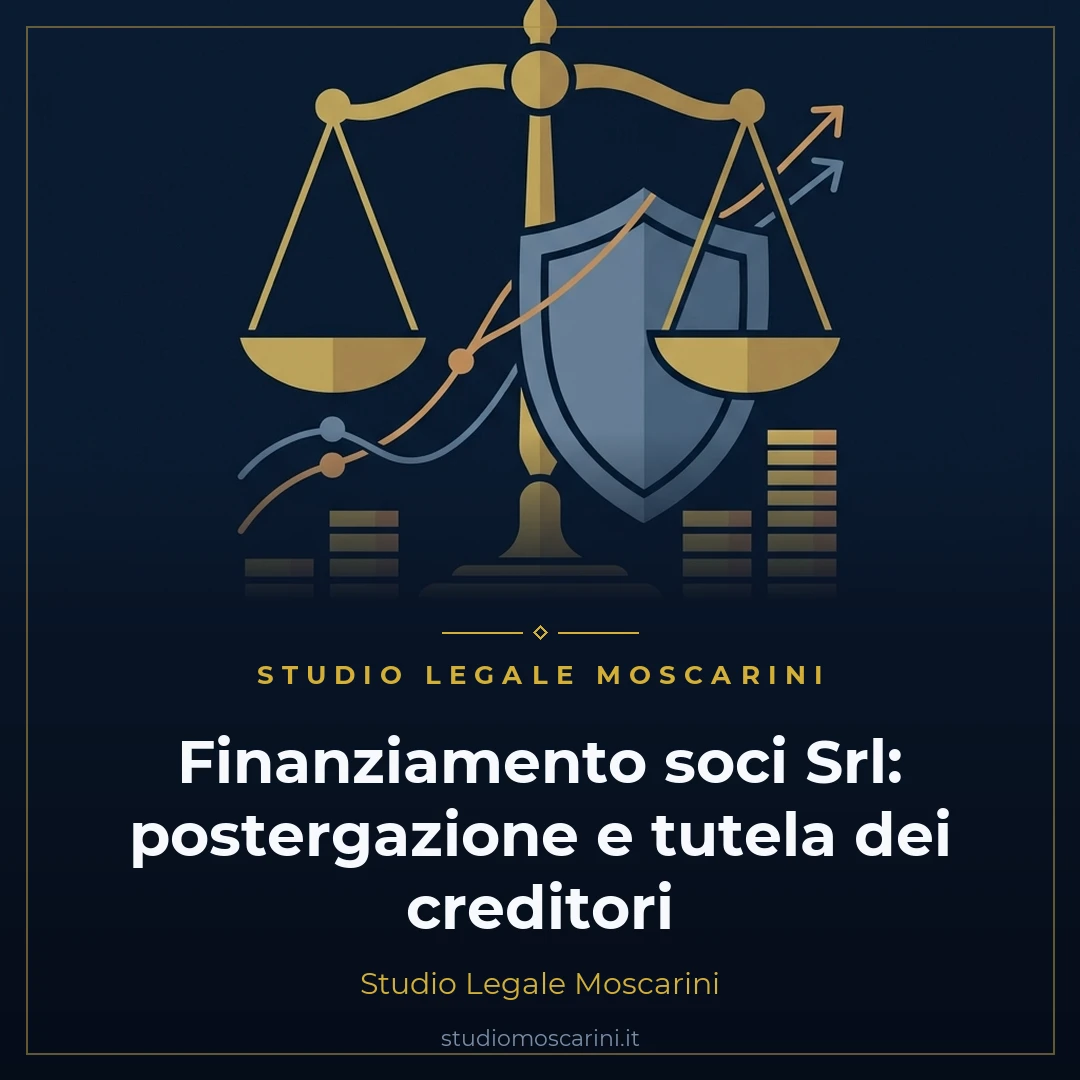 Illustrazione concettuale sulla postergazione dei finanziamenti dei soci e tutela dei creditori nella Srl