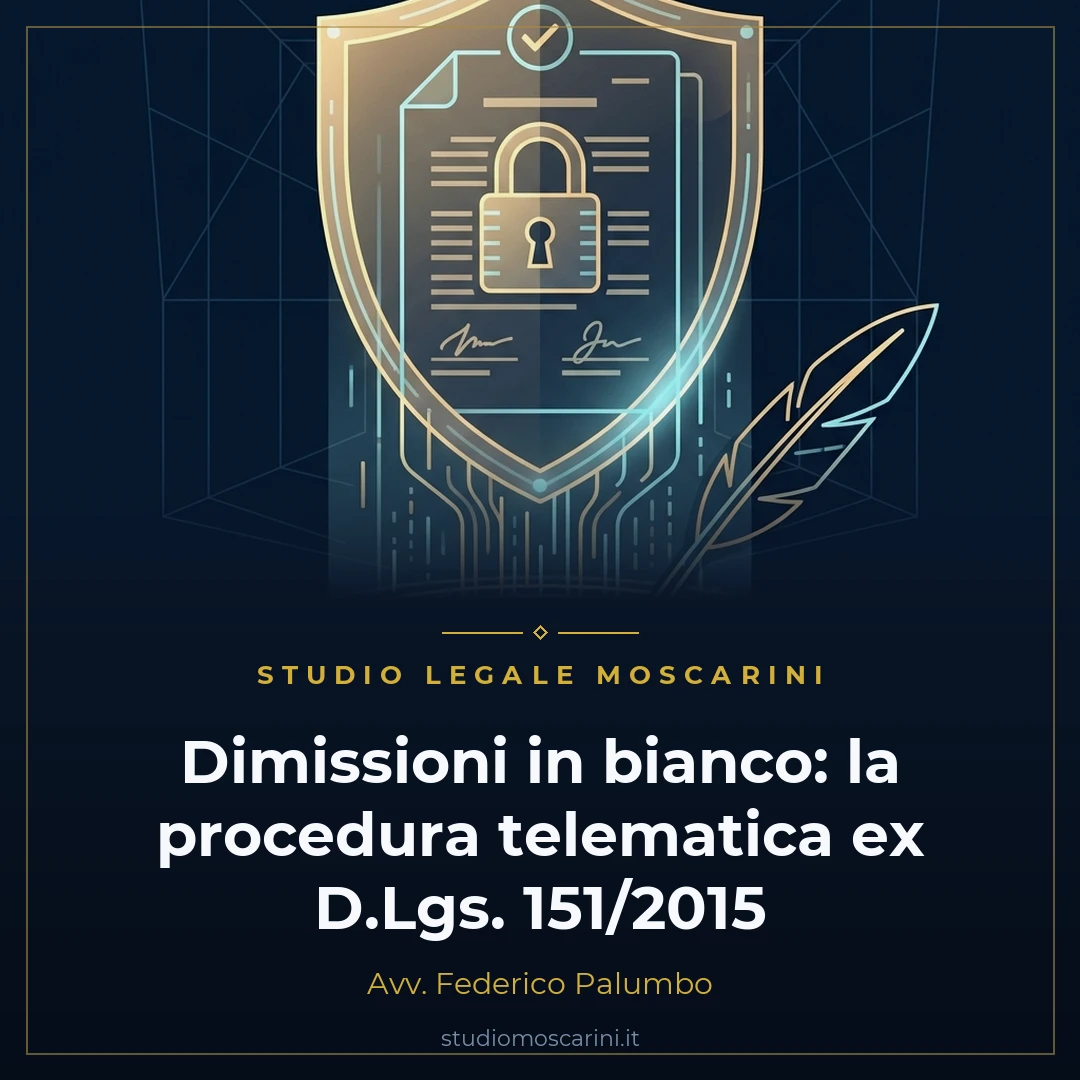 Dimissioni in bianco e procedura telematica ex D.Lgs. 151/2015 Studio Legale Moscarini