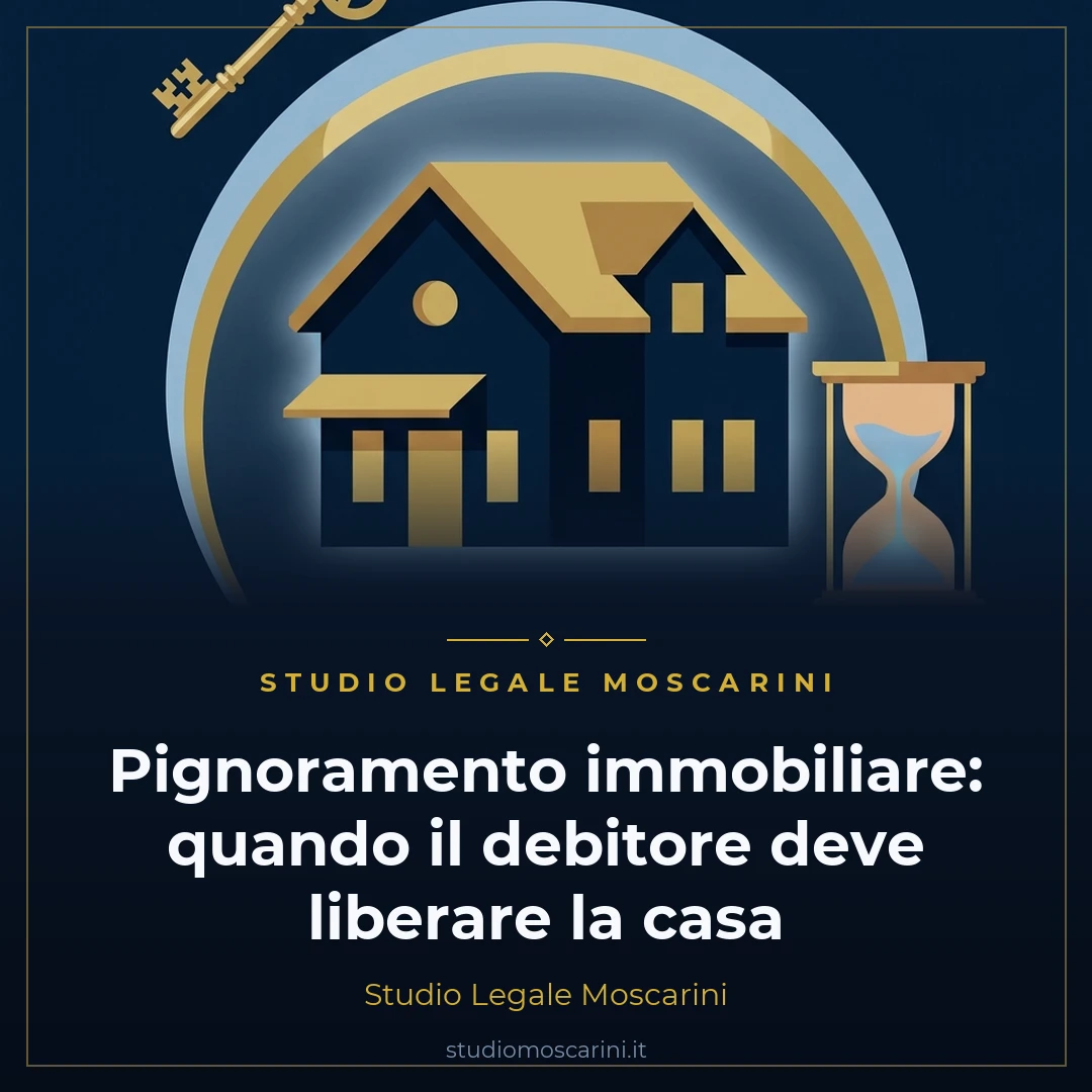 Illustrazione concettuale sull'ordine di liberazione dell'immobile pignorato e le tutele per il debitore esecutato