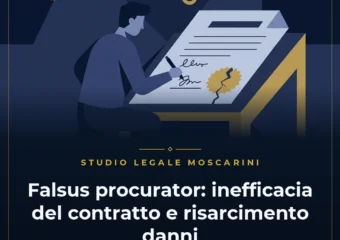 Illustrazione concettuale sulla rappresentanza senza potere e responsabilità del falsus procurator ex art 1398 cc per Studio Legale Moscarini