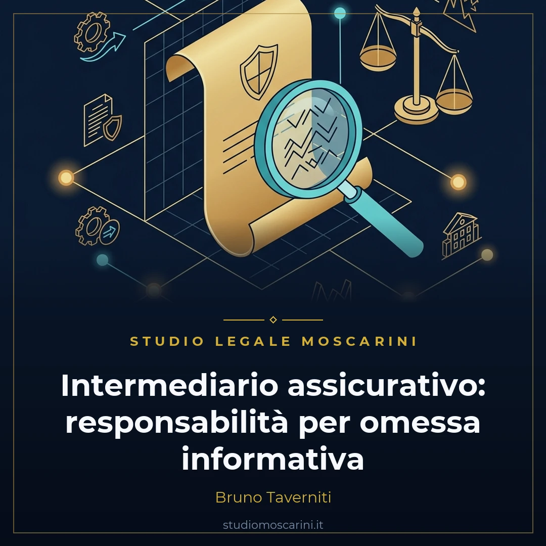 Responsabilita intermediario assicurativo omessa informazione art 183 cap Avv Bruno Taverniti Studio Moscarini