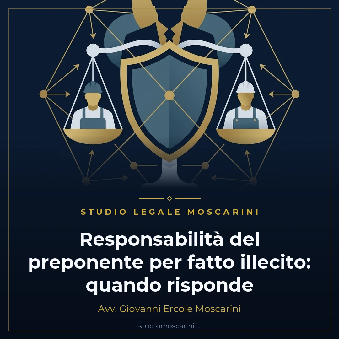Illustrazione concettuale della responsabilità del preponente per fatto illecito dei dipendenti ex art. 2049 c.c.
