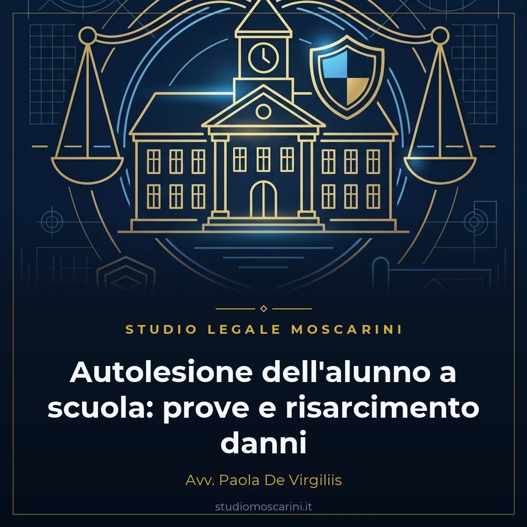 Responsabilità scuola autolesione alunno minore art 2048 cc Avv Paola De Virgiliis