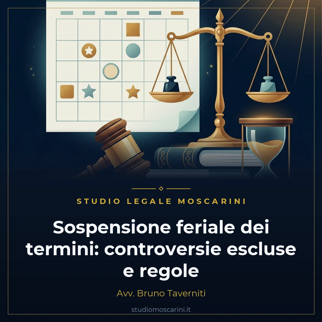Sospensione feriale termini processuali controversie escluse legge 742 1969 Avv Bruno Taverniti