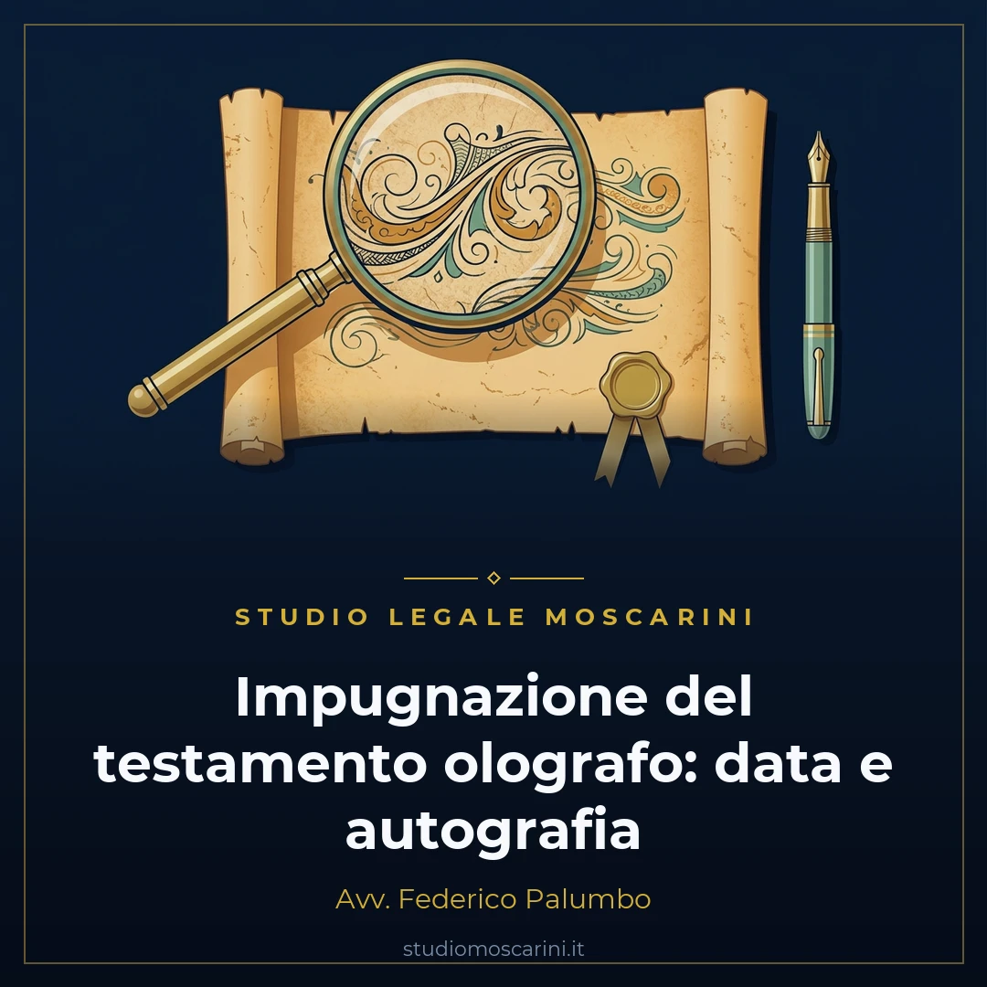 Testamento olografo scritto a mano con penna stilografica per verifica autografia e data