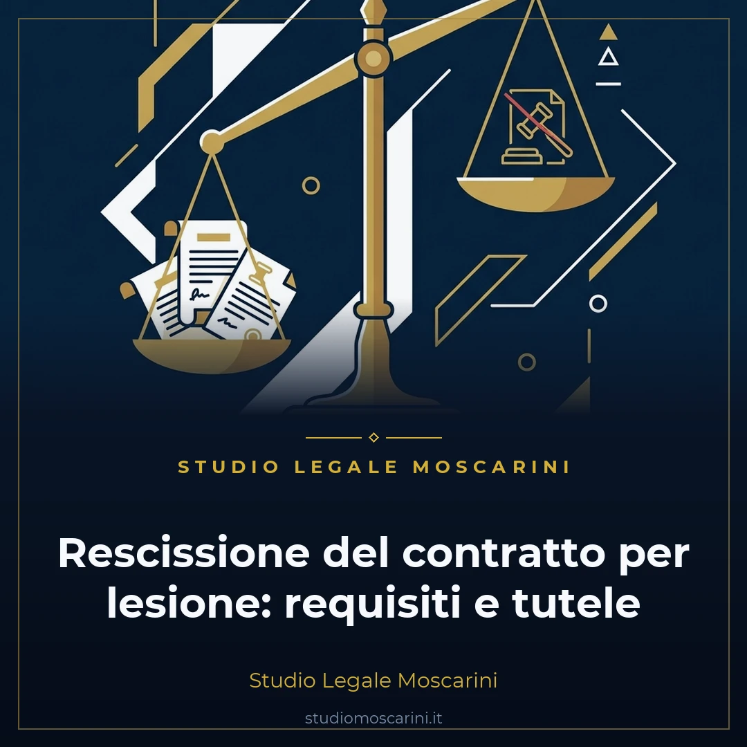 Illustrazione concettuale della rescissione del contratto per lesione con bilancia dello scambio sproporzionato
