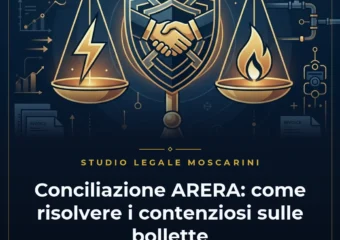 Illustrazione concettuale sulla conciliazione ARERA per le bollette di luce e gas e risoluzione contenziosi